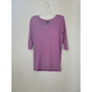 Mix by 41 Hawthorn Kearny Dolman Purple White Striped V Neck Shirt Women's Sz S